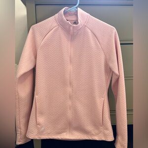 Adidas medium zip up textured chevron jacket for golf/exercise peach